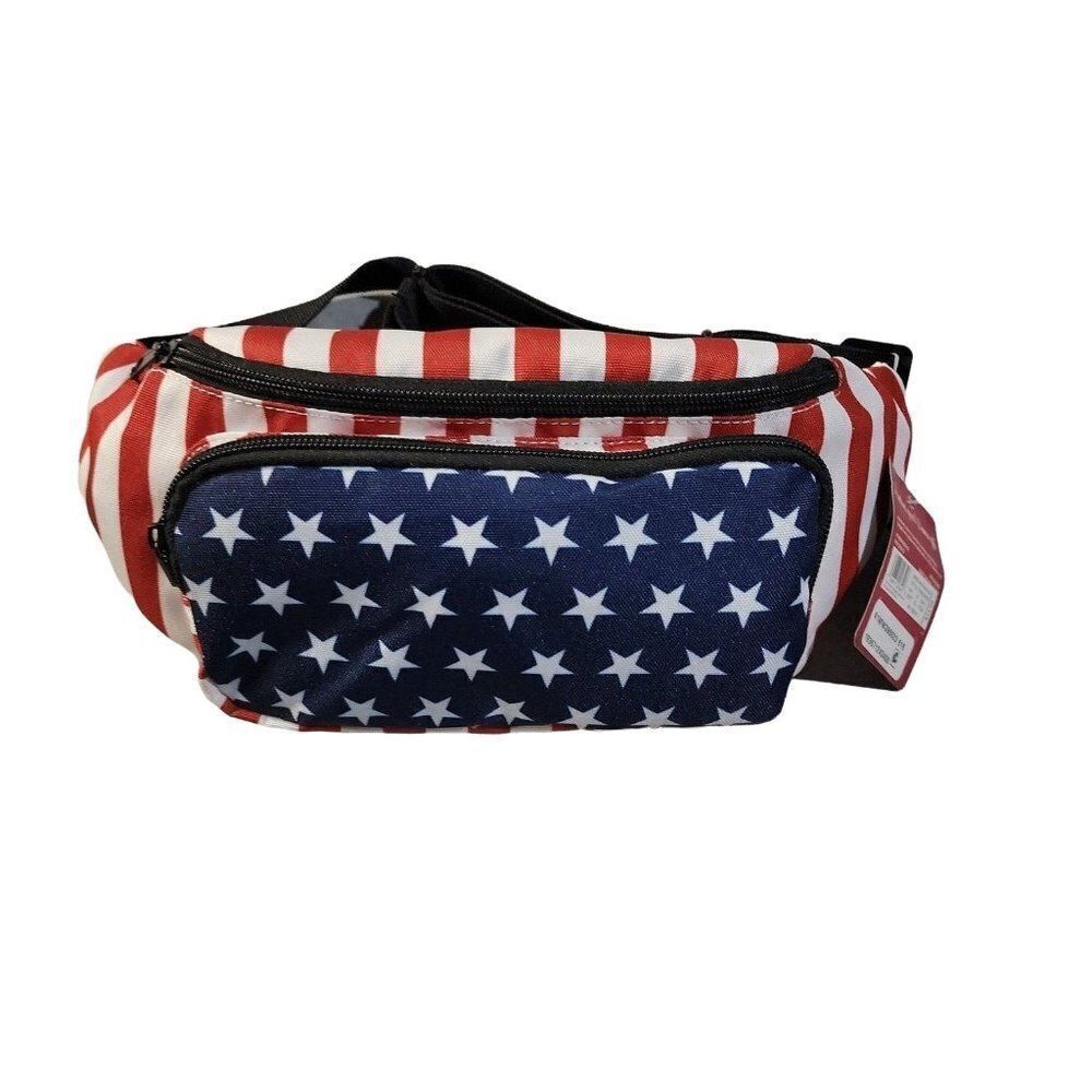 Wemco Womens Multicolor Americana Flag Adjustable Strap Sling Fanny Pack OS